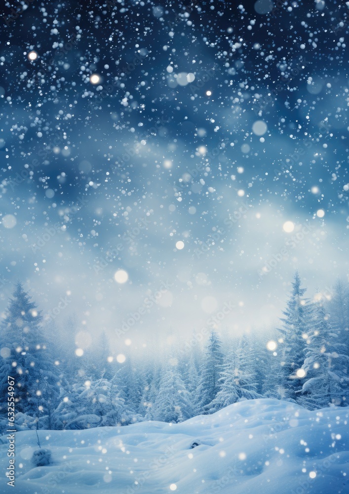 blurred snow landscape, christmas mood