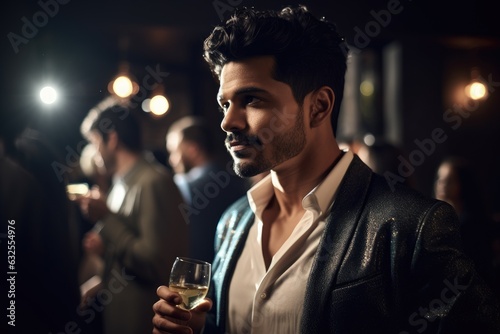 shot of a man drinking champagne at a party
