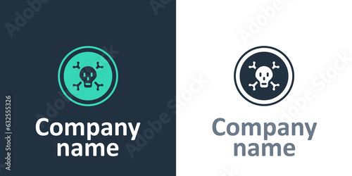 Logotype Bones and skull as a sign of toxicity warning icon isolated on white background. Logo design template element. Vector