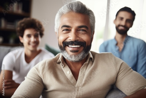 cropped shot of a man sitting with his family at home