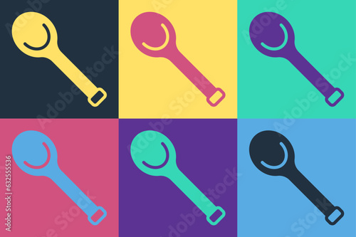 Pop art Sauna ladle icon isolated on color background. Vector