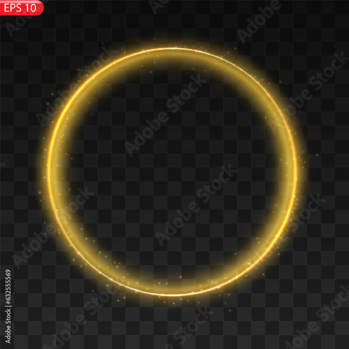 Fiery light circles glow effect, sparkling golden glitter EPS10