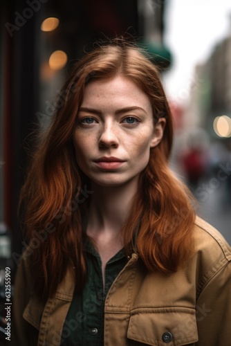 portrait of a young woman standing outside in the city © altitudevisual