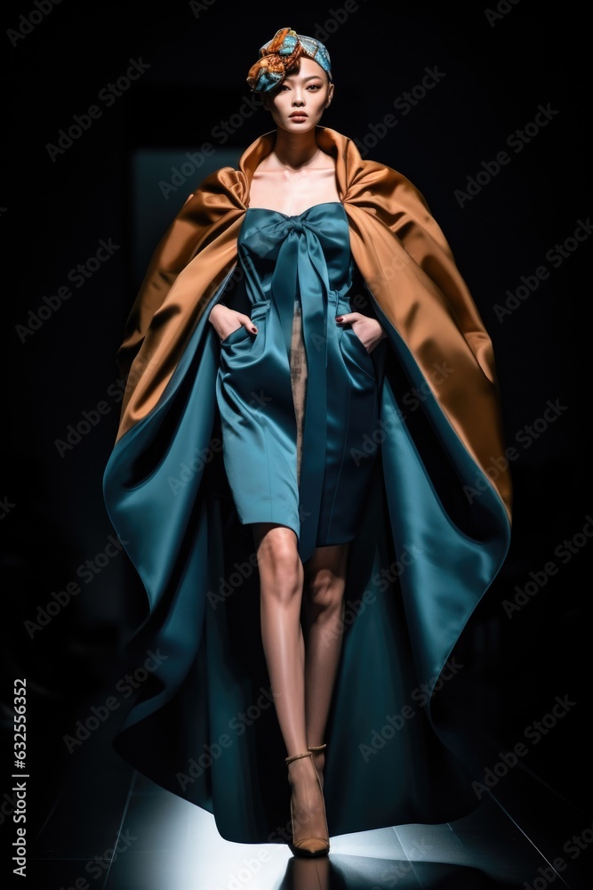 Naklejka premium cropped shot of a beautiful woman standing on the catwalk in her avant-garde fashion