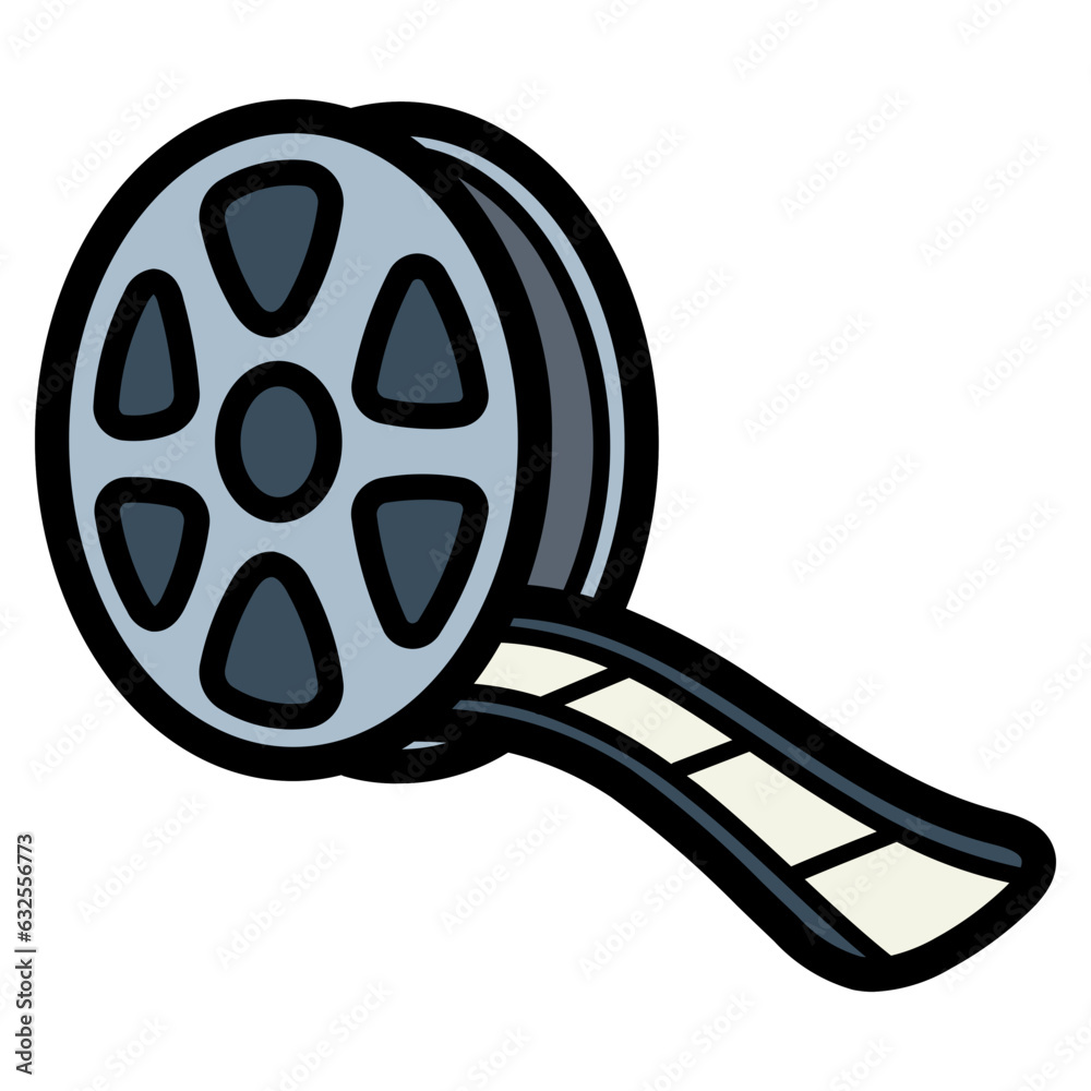 film reel filled outline icon style