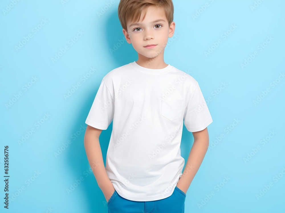 portrait of a child model wear white tshirt portrait of a child model wear white tshirt