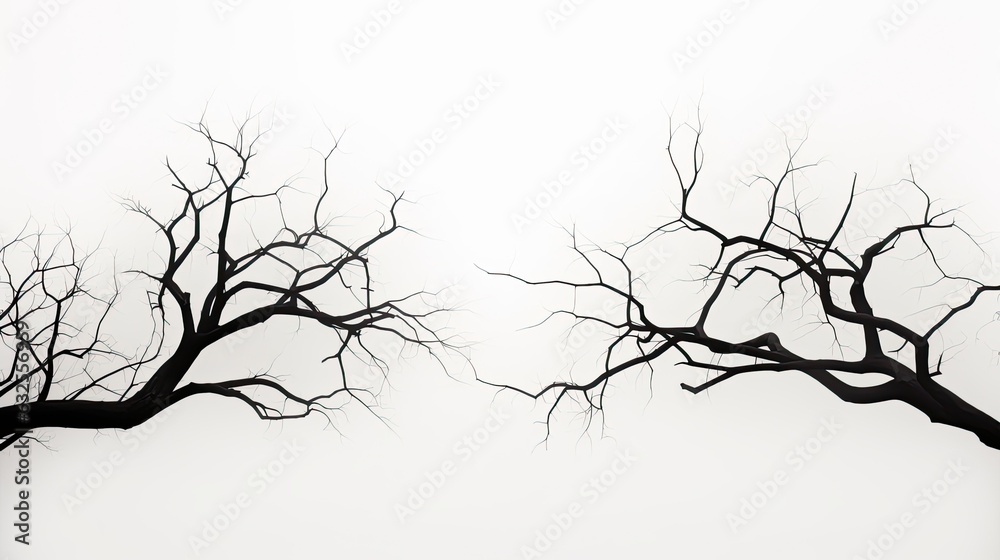 Obraz premium Outline of tree branches on a white backdrop