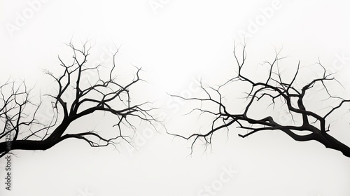 Outline of tree branches on a white backdrop
