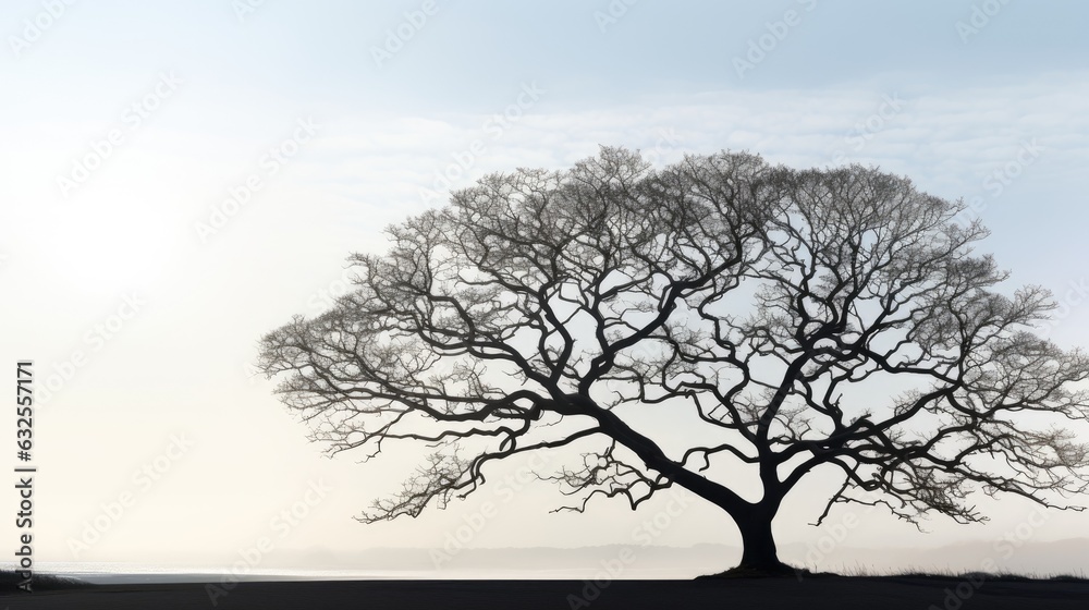 Winter s day in Essex silhouette of a bare Oak tree Winter s day in Essex silhouette of a bare Oak tree