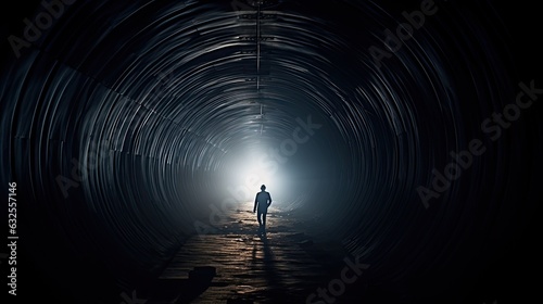 dark figure in a tunnel