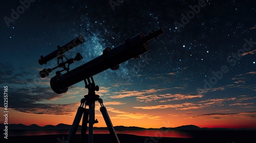 Twilight sky astronomy telescope silhouette