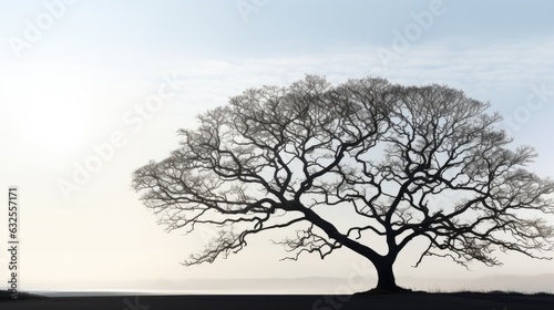 Winter s day in Essex silhouette of a bare Oak tree