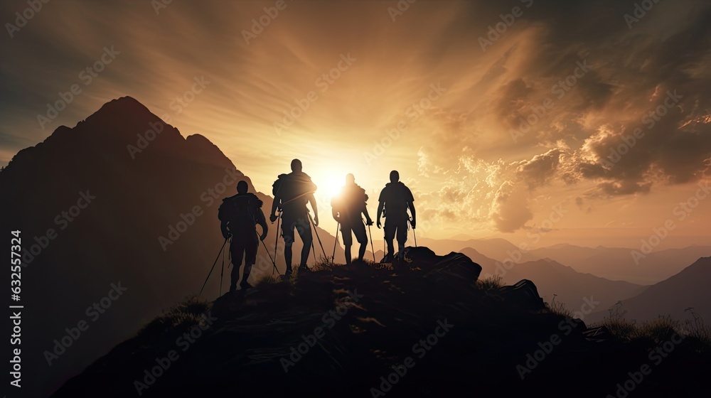 Leadership Concept Team s mountain silhouette