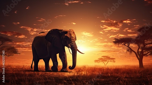 Wild elephant silhouette