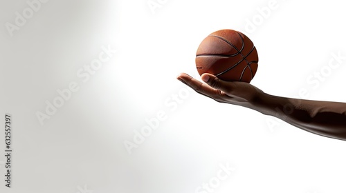 Basketball ball silhouette held by hand white backdrop © HN Works