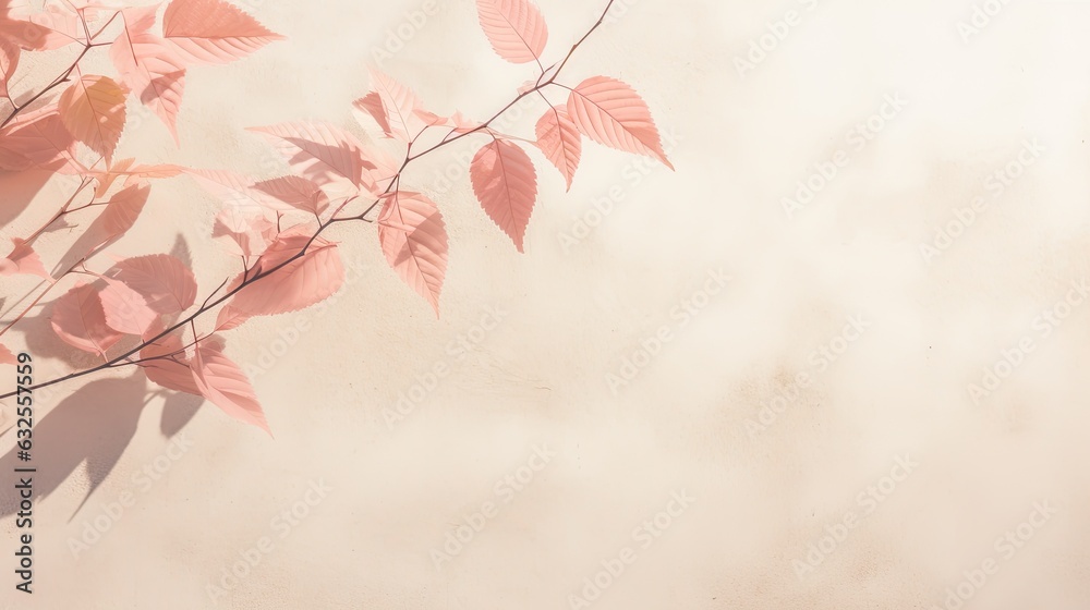 Nature inspired graphics with shadow overlay on a textured wall background