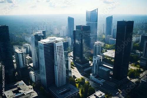 City Business District. Aerial View of Skyscrapers and Office Towers