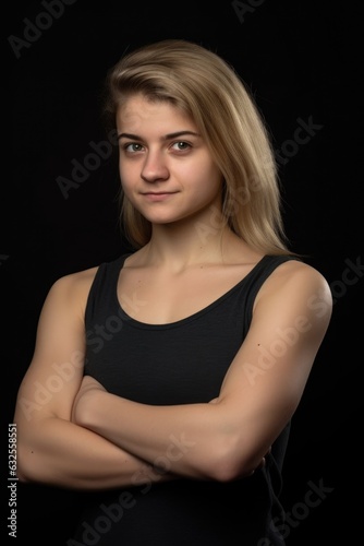 studio portrait of a beautiful young woman holding up her bicep