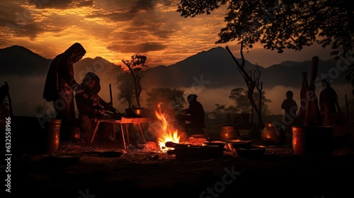 Nepal s traditional method of cooking using wood fire