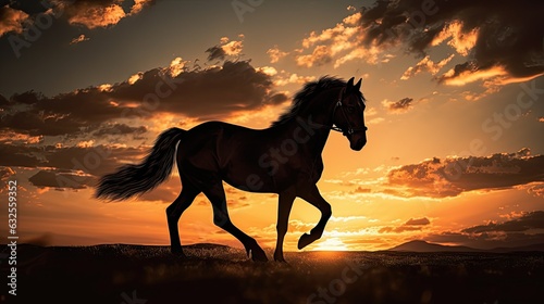 dawn silhouette of a horse © HN Works