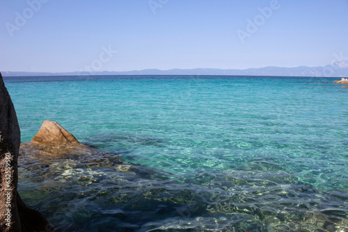 Panorama of a beautiful turquoise blue sea wather. Summer concept.