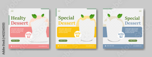 food menu social media post template set, Instagram, and facebook templates, elegant graphic banners,  editable design for multipurpose use, universal vectors for company advertising
