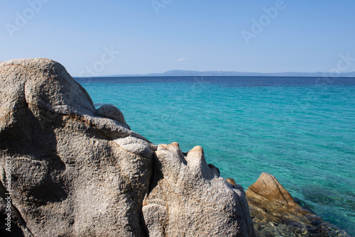 Panorama of a beautiful turquoise blue sea wather. Summer concept. photo