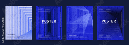 Virtual Set Pattern Technology Square Line in Cyberpunk Style. Abstract 3d Network for Social Media Advertising, Promo, Banner, Poster, Card, Cover. Vector illustration.