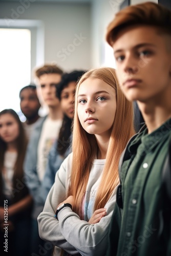 shot of a group of teenagers gathered in a classroom