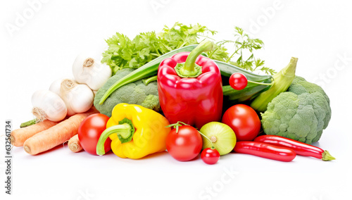 a fresh group of vegetables on white background. AI Generated