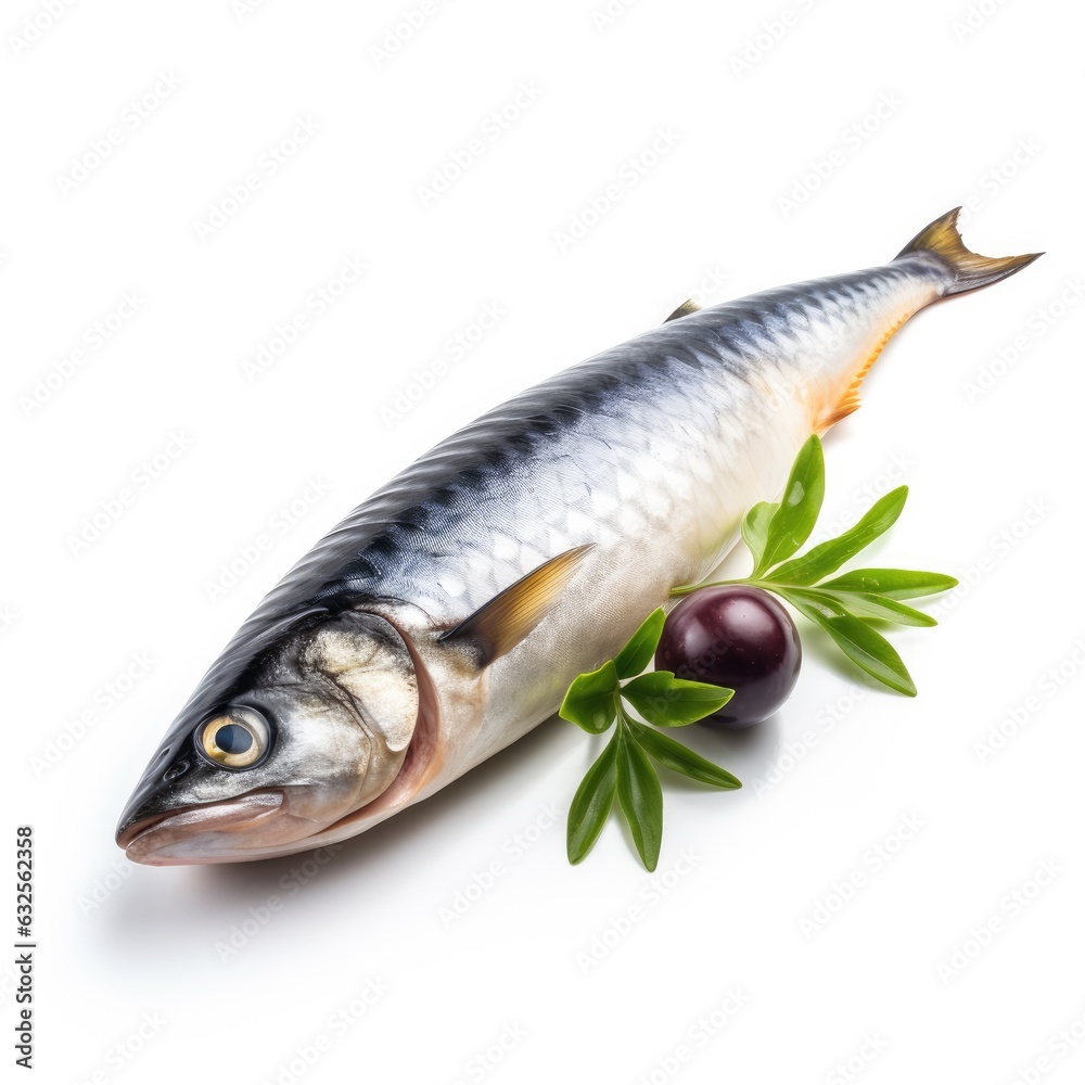 Mackerel isolated on white background. Generative AI Mackerel isolated on white background. Generative AI