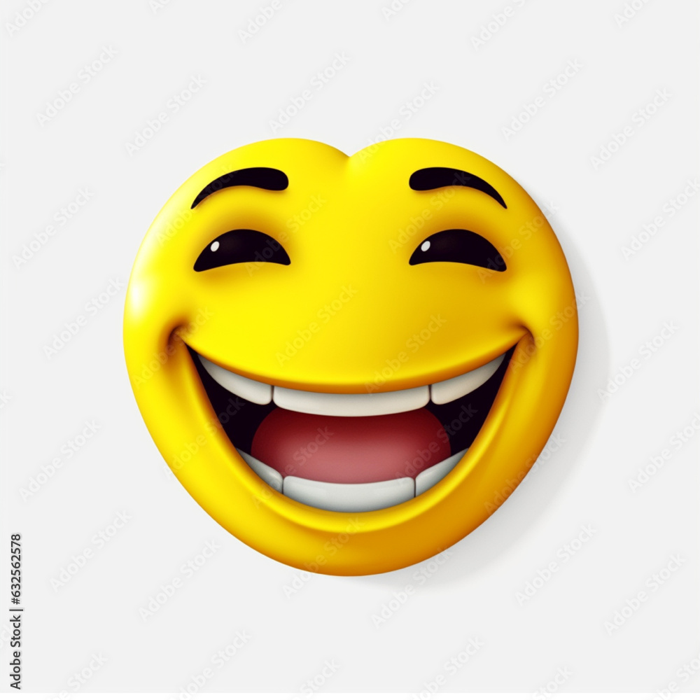 Fototapeta premium Smiling emoticon on a yellow background 3d illustration