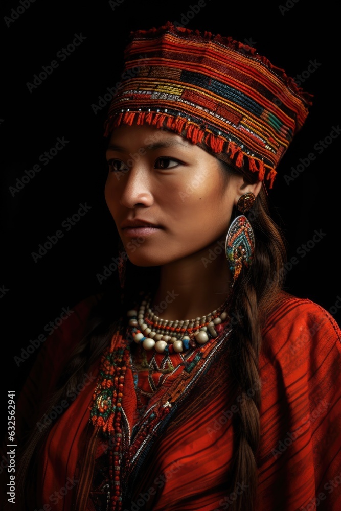 shot of a beautiful indigenous woman wearing traditional dress