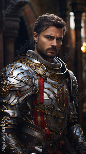 A distinguished portrait of a noble knight, embodying chivalry and valor. This depiction captures the gallant spirit and unwavering honor of a medieval hero.