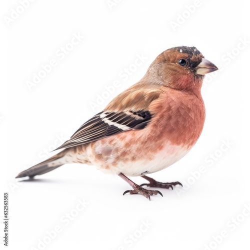 Brown-capped rosy-finch bird isolated on white. Generative AI