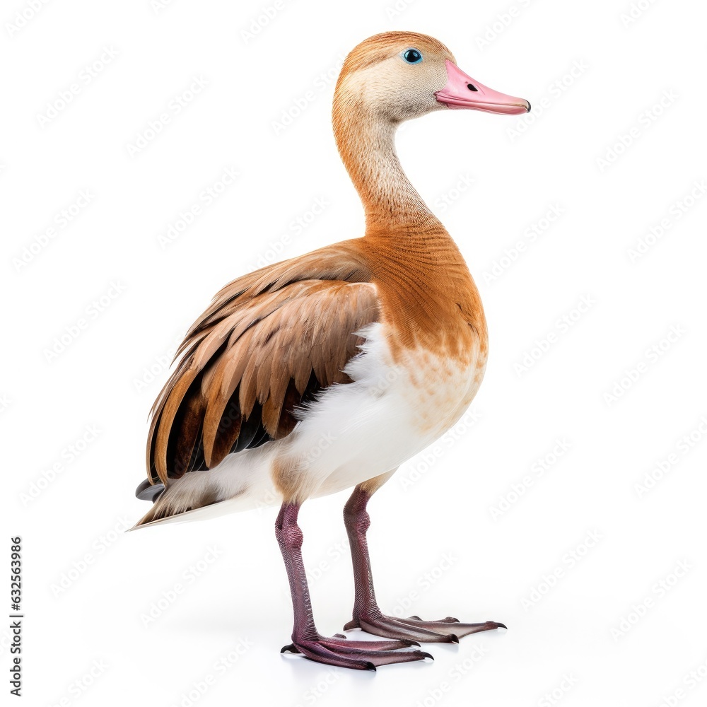 Fulvous whistling-duck bird isolated on white. Generative AI Fulvous whistling-duck bird isolated on white. Generative AI