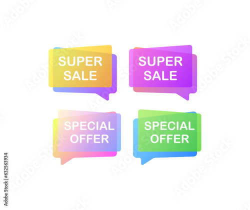 Discount tables. Flat, color, super sale, special offer. Vector icons