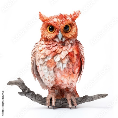 Flammulated owl bird isolated on white. Generative AI photo