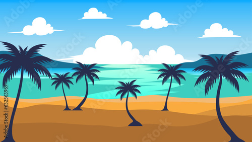 vector illustration of a beach scene on a sunny day