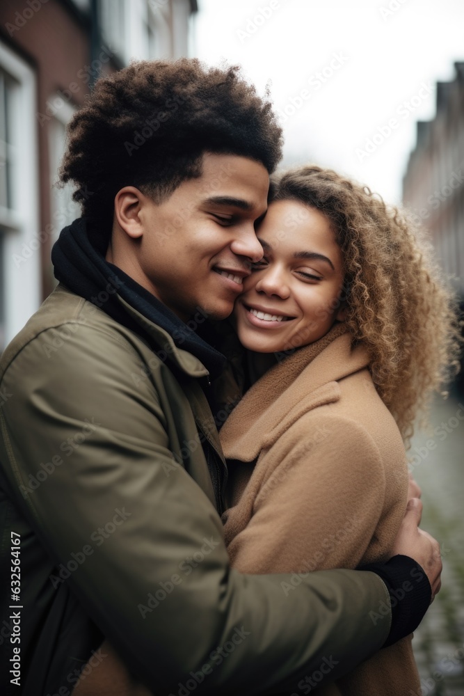 Obraz premium shot of a young couple hugging outside