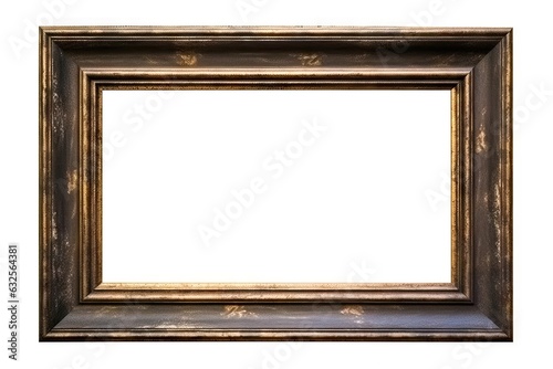 Vintage photo frame with empty space. Showcasing your memories. Modern wooden gallery frame on isolated white background. Ideal for art