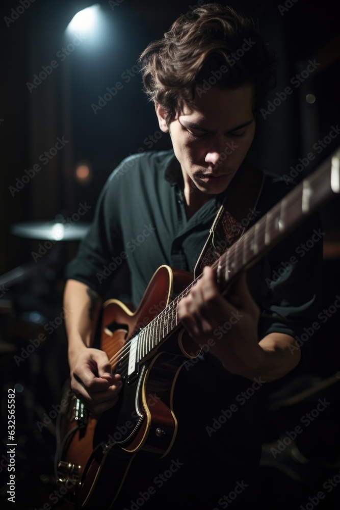 Fototapeta premium shot of a guitarist in a band