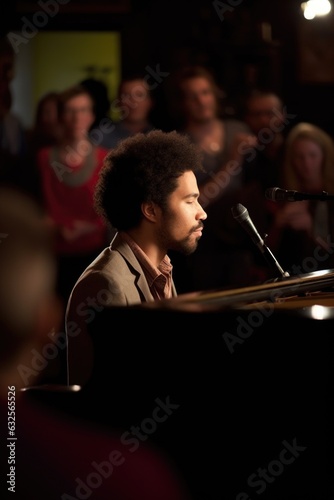 shot of a musician playing the piano in front of an audience