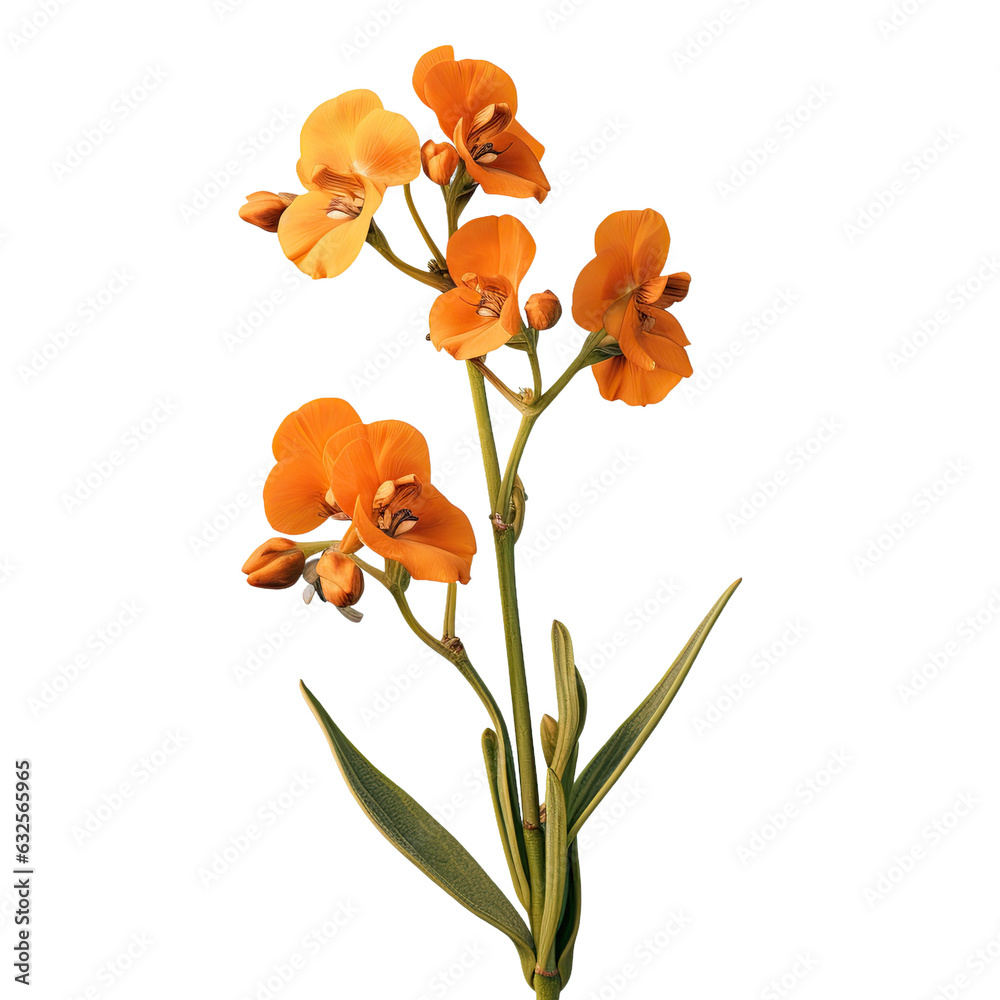 Naklejka premium Lonely orange flower on dark surface