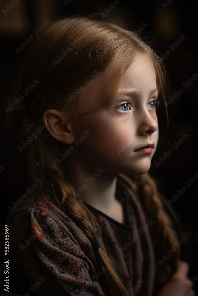 Fototapeta premium a young girl looking away from the camera in disappointment