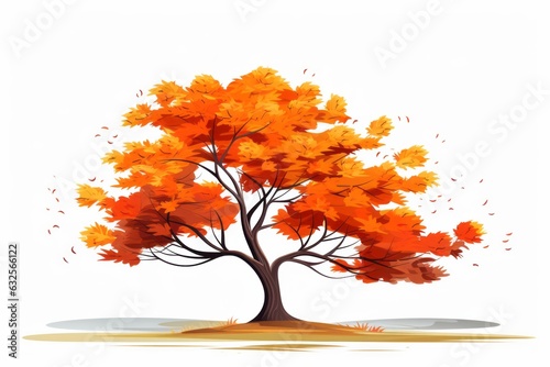 Tree in fall  simple cartoon art style. Beautiful illustration picture. Generative AI