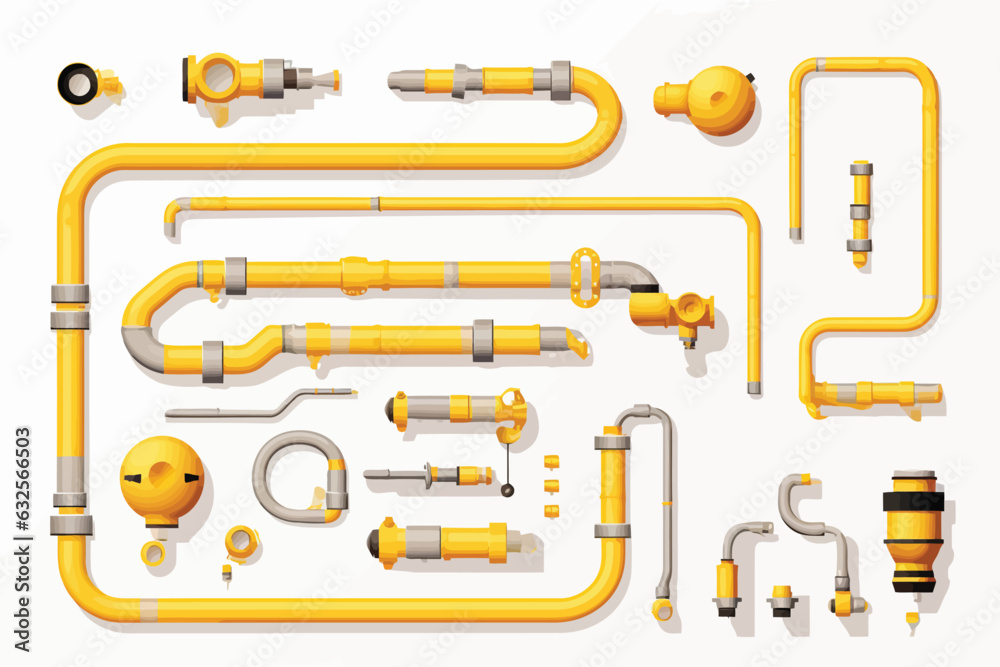 gas pipe parts set vector flat minimalistic isolated illustration gas pipe parts set vector flat minimalistic isolated illustration