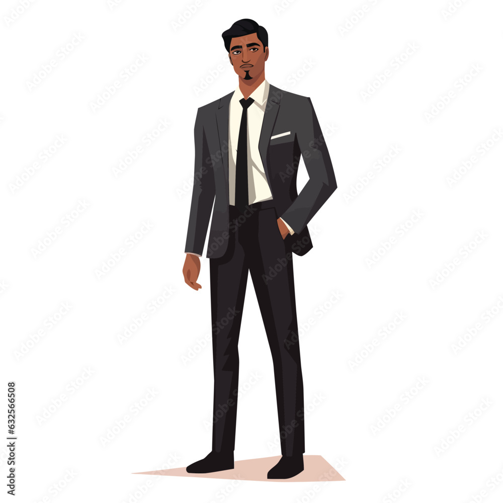 indian man in business suit vector flat isolated illustration