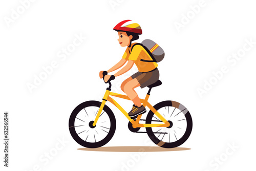 kid riding bicycle vector flat minimalistic isolated illustration