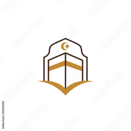 kaaba mecca minimalist line icon logo illustration
